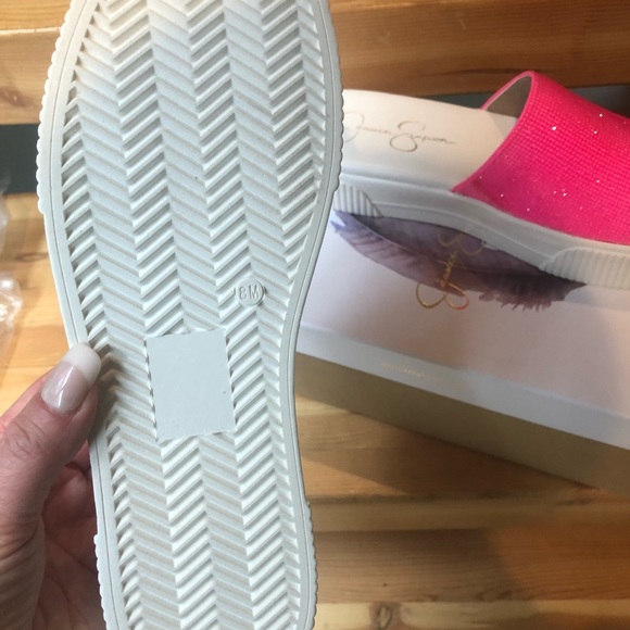 Jessica Simpson Neon Pink Ezira Platform Slides - Picture 4 of 7